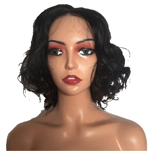 ‘Human Hair’ Wavy Black Wig 12 in Everyday Cosplay Halloween - Picture 5 of 8